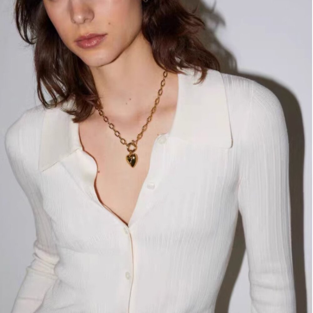 & Other Stories Gold Heart Padlock Chain Necklace